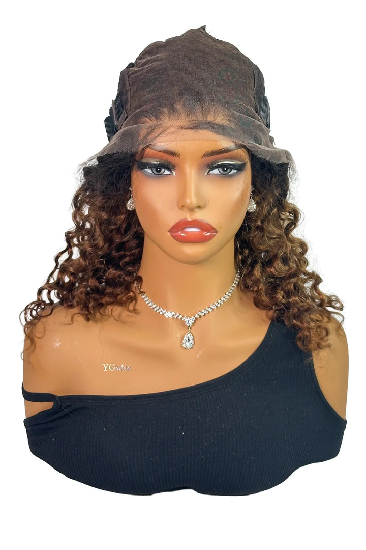 Ygwigs 13x6 HD Ombre Brown Dark Roots Deep Wave Wig