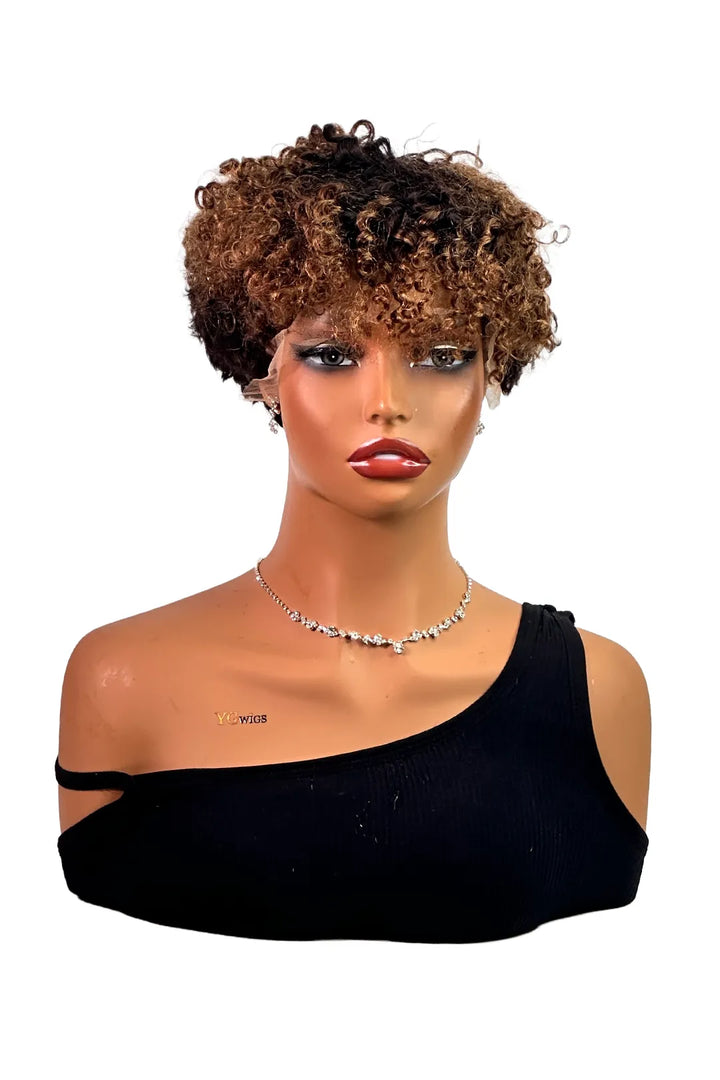 Ygwigs T Part Lace Wig T1B/27 Curly 10inch