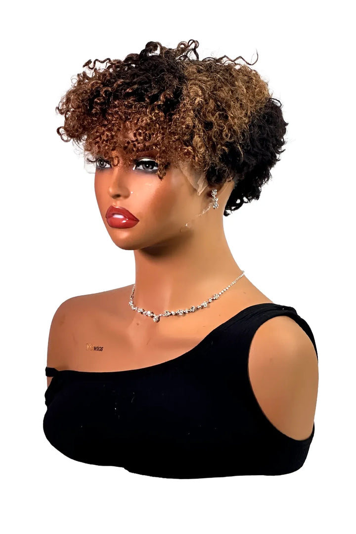 Ygwigs T Part Lace Wig T1B/27 Curly 10inch