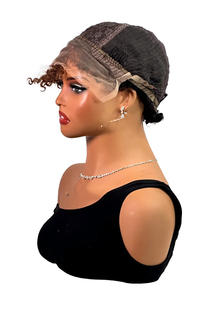 Ygwigs T Part Lace Wig T1B/27 Curly 10inch
