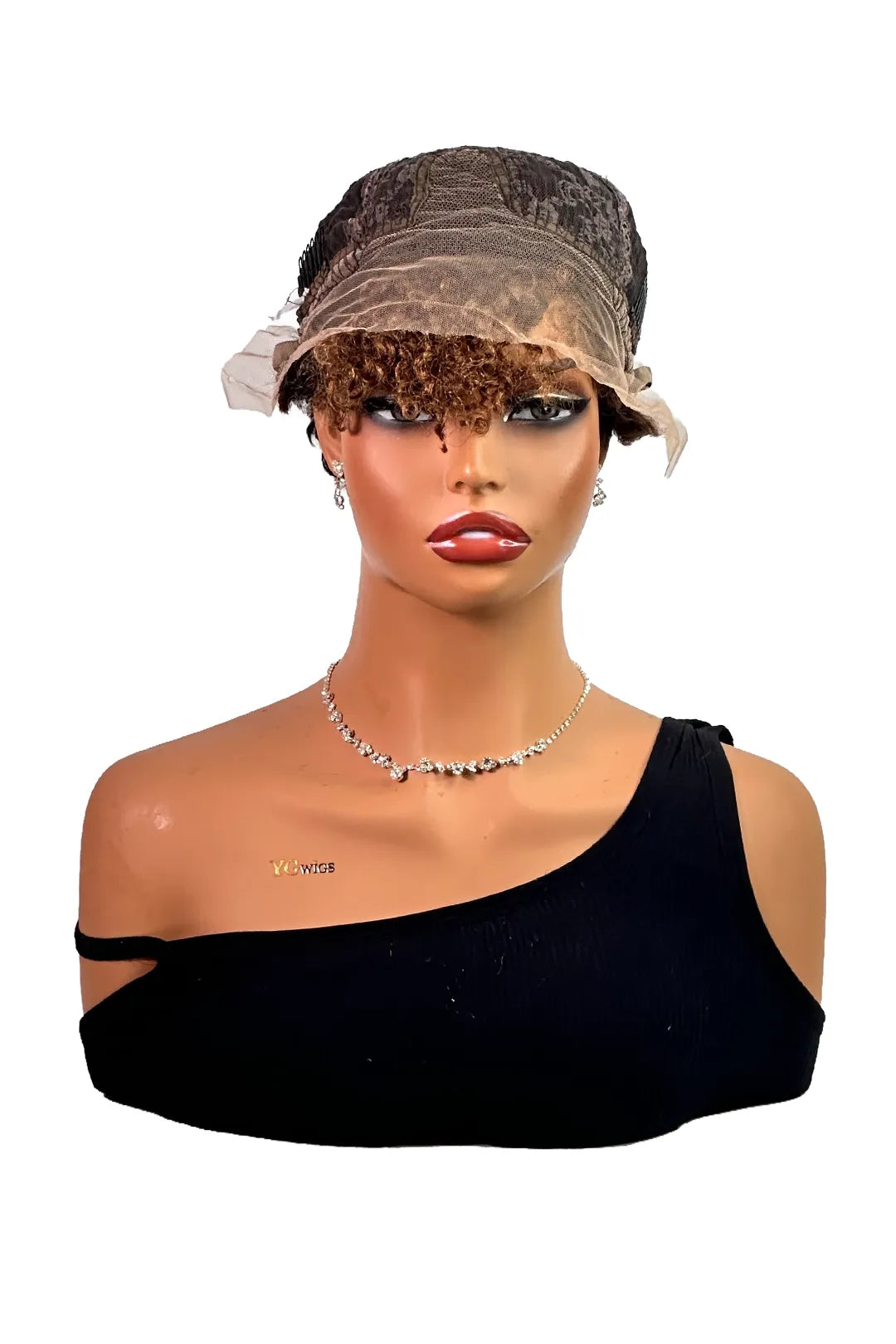 Ygwigs T Part Lace Wig T1B/27 Curly 10inch