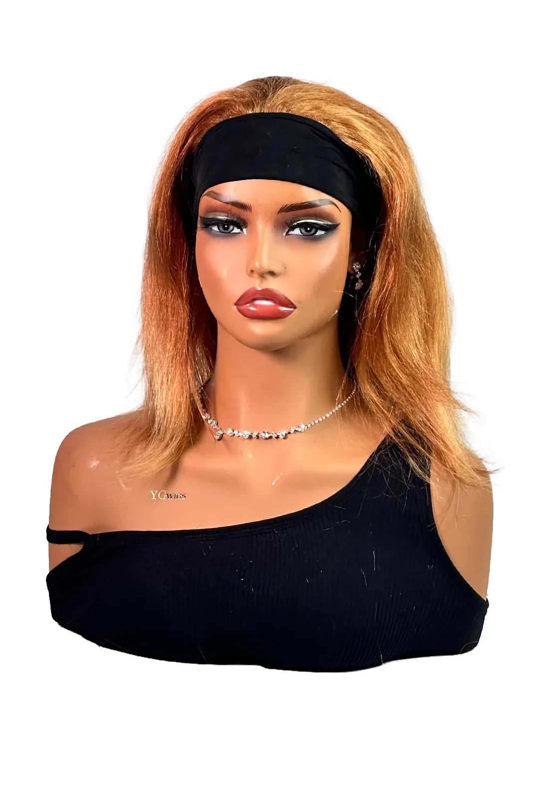 Ygwigs Headband Wig 12 Inch Straight Brown Color
