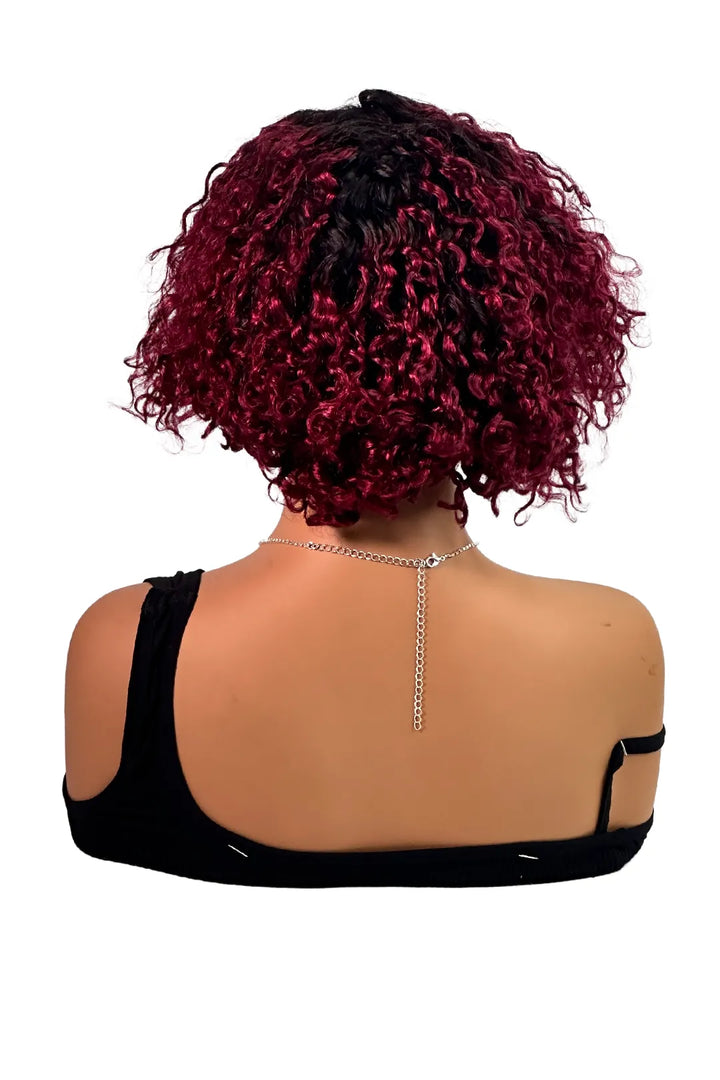 Ygwigs T Part Lace Wig T1B/99J Curly 8inch