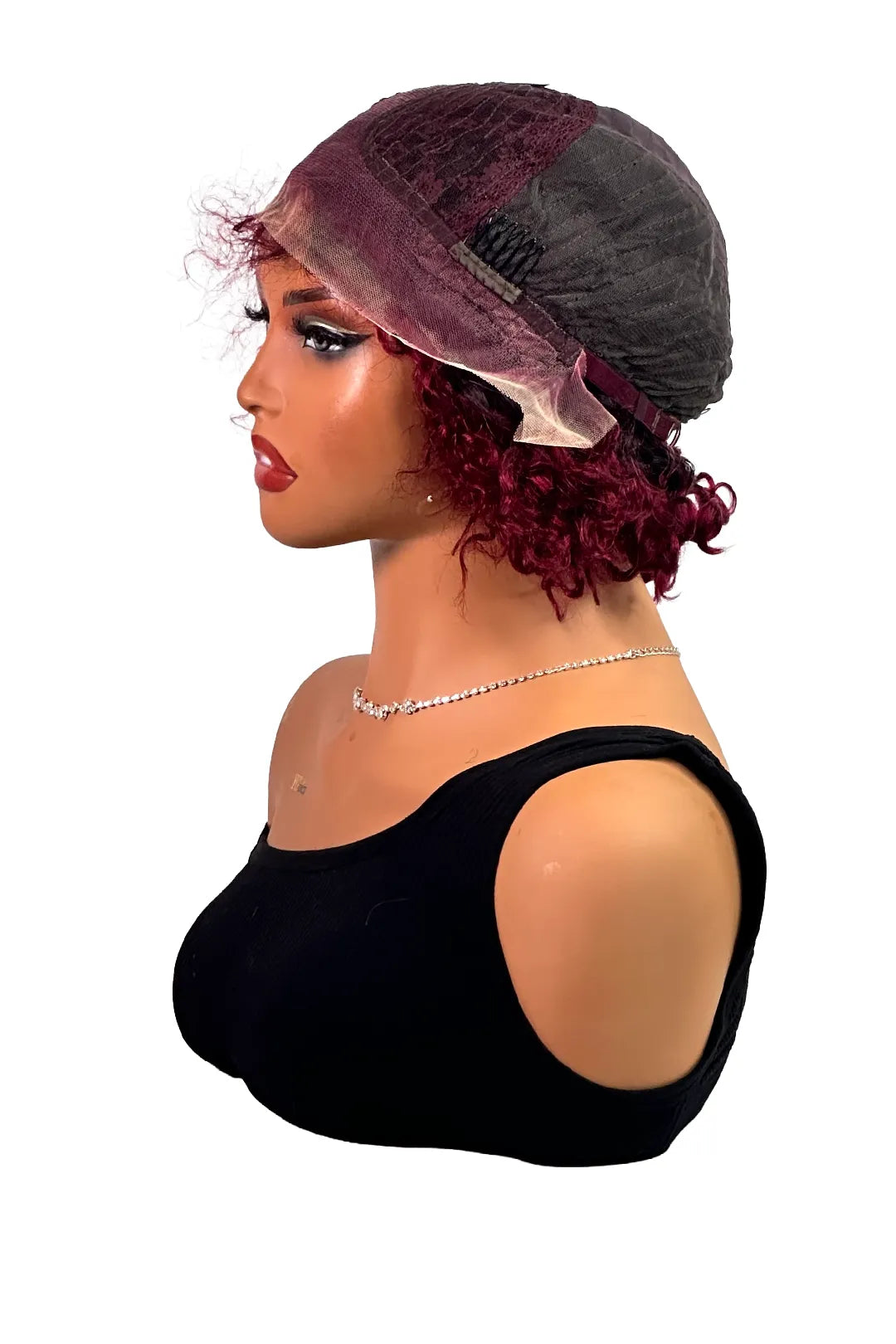 Ygwigs T Part Lace Wig T1B/99J Curly 8inch