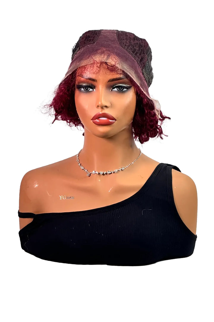 Ygwigs T Part Lace Wig T1B/99J Curly 8inch