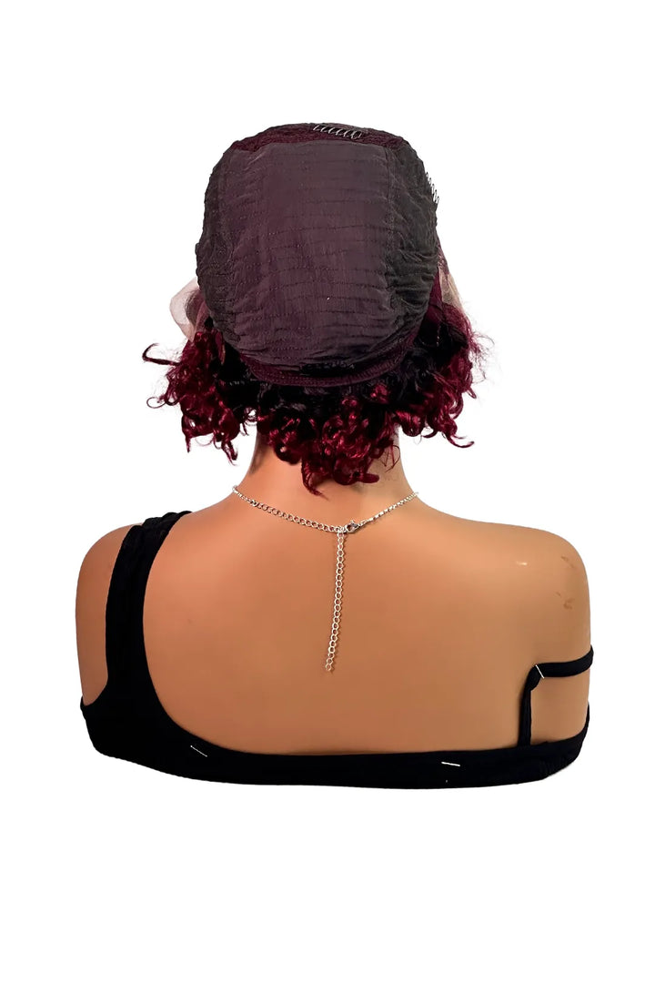 Ygwigs T Part Lace Wig T1B/99J Curly 8inch