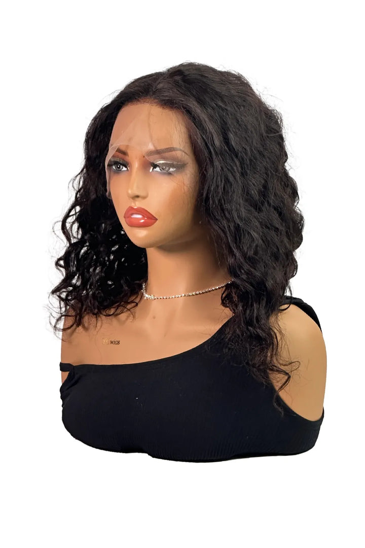 Ygwigs 13x4 Lace Frontal Wig Loose Wave 16 Inch Natural Color