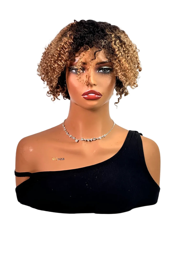 Ygwigs Niet-lace Wigs Krullende Bob 12 inch T1B/27