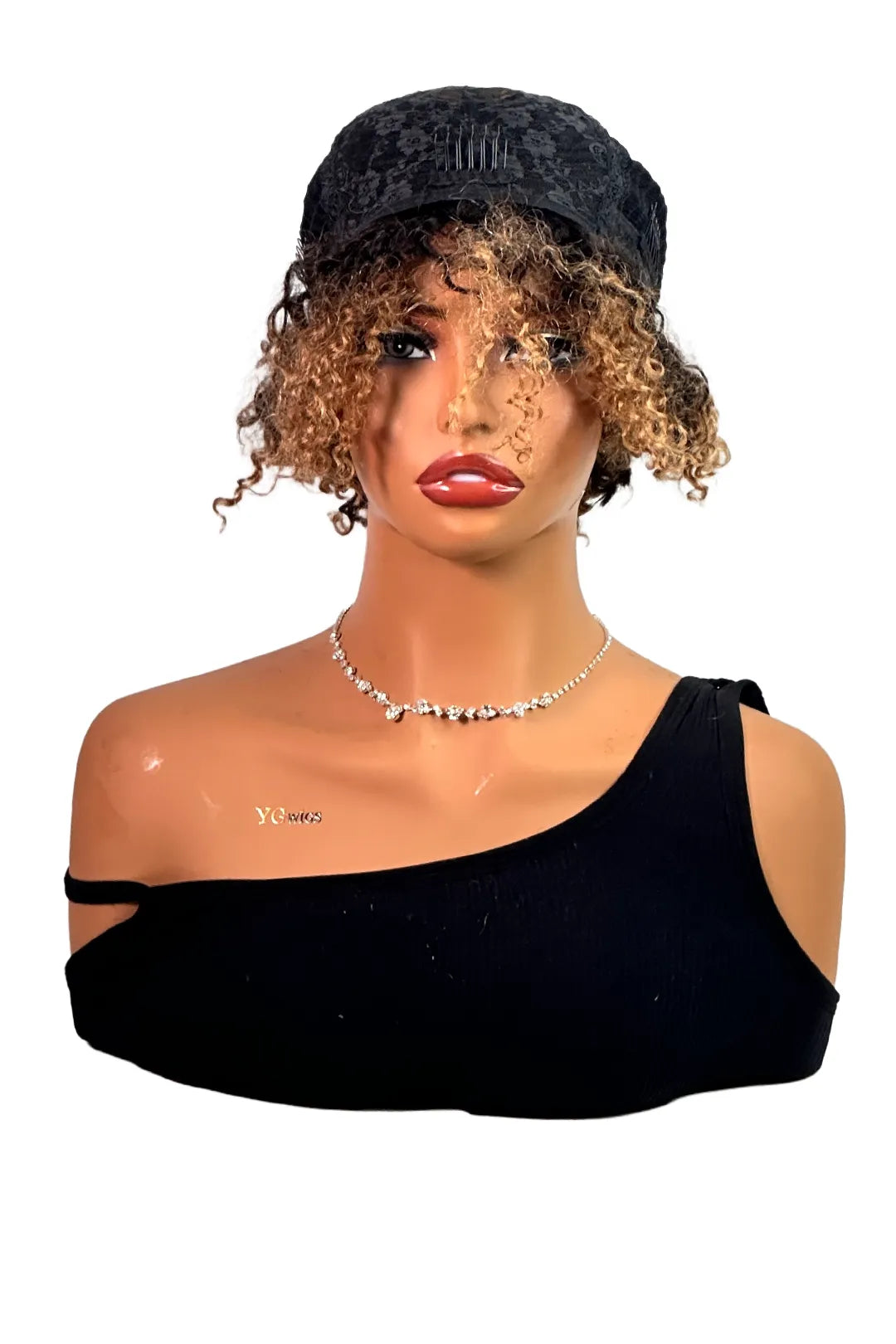 Ygwigs Niet-lace Wigs Krullende Bob 12 inch T1B/27