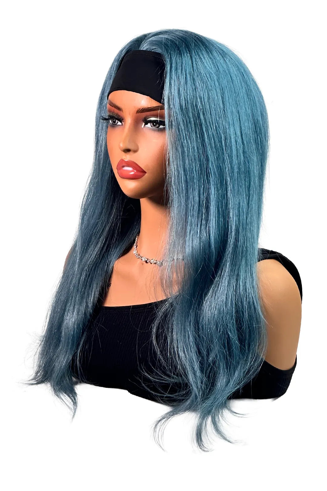 Ygwigs Lace Headband Wigs 46cm Water Wave Blauwe Kleur