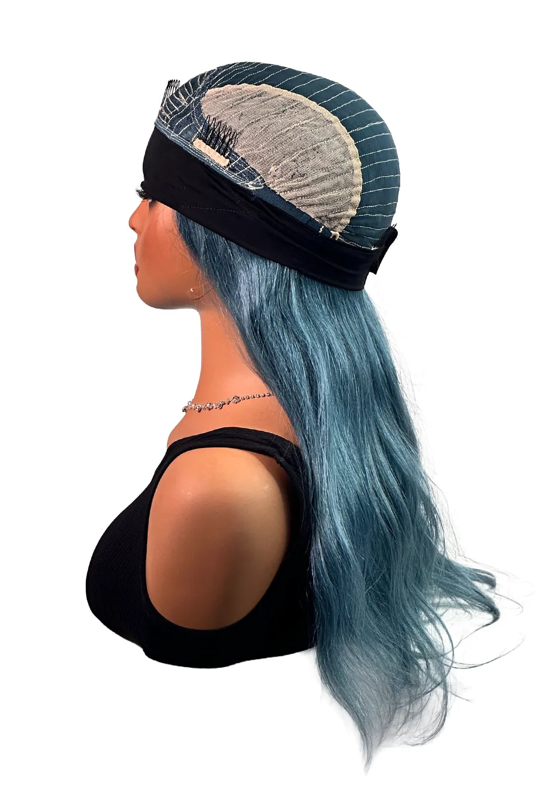 Ygwigs Lace Headband Wigs 46cm Water Wave Blauwe Kleur