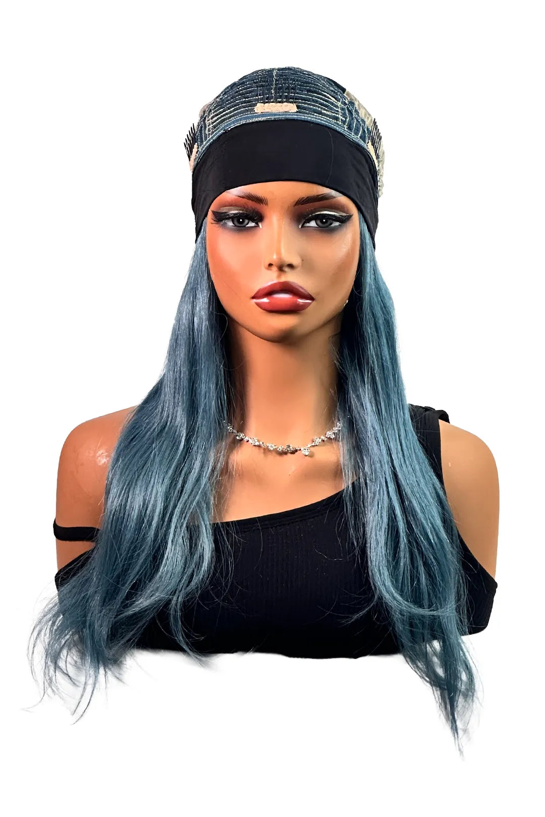 Ygwigs Lace Headband Wigs 46cm Water Wave Blauwe Kleur