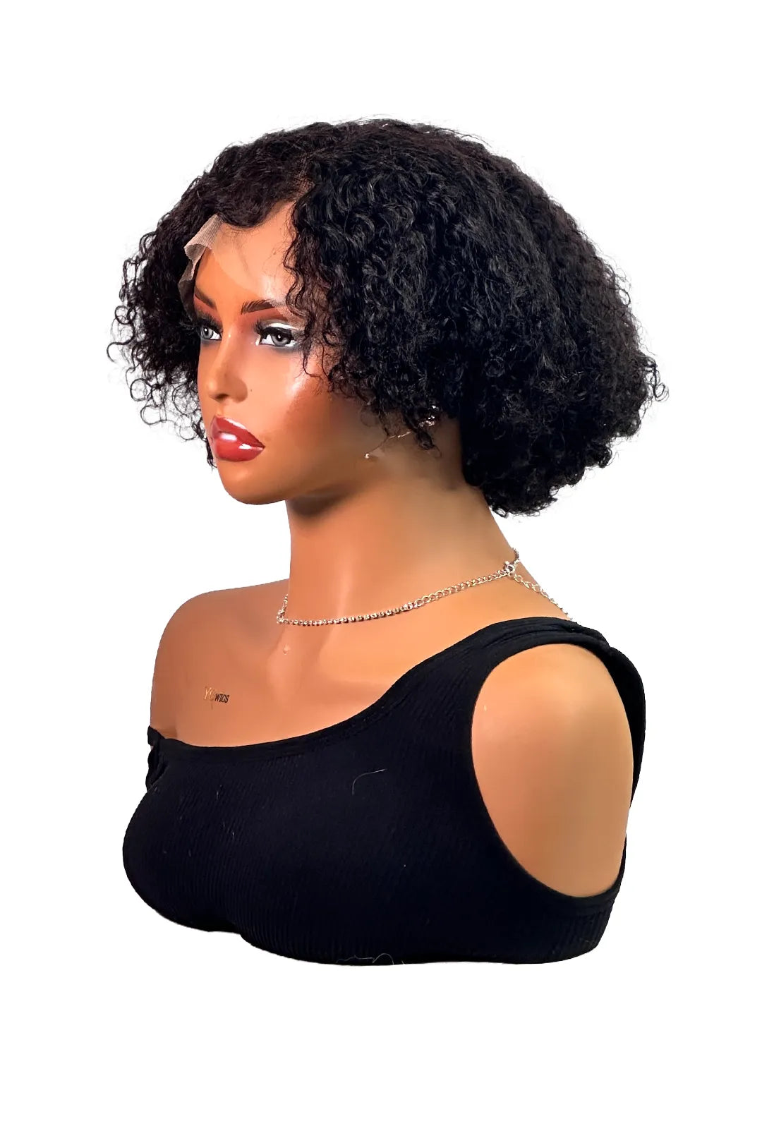 Ygwigs T Part Lace Wig Curly 10inch Natural Color