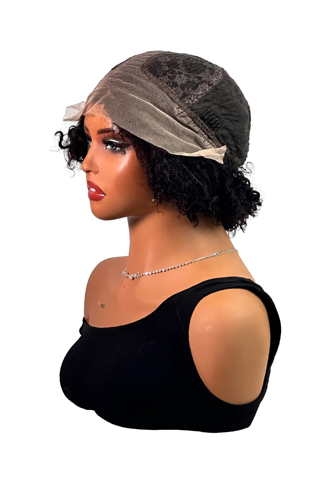 Ygwigs T Part Lace Wig Curly 10inch Natural Color