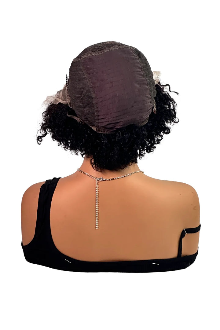 Ygwigs T Part Lace Wig Curly 10inch Natural Color