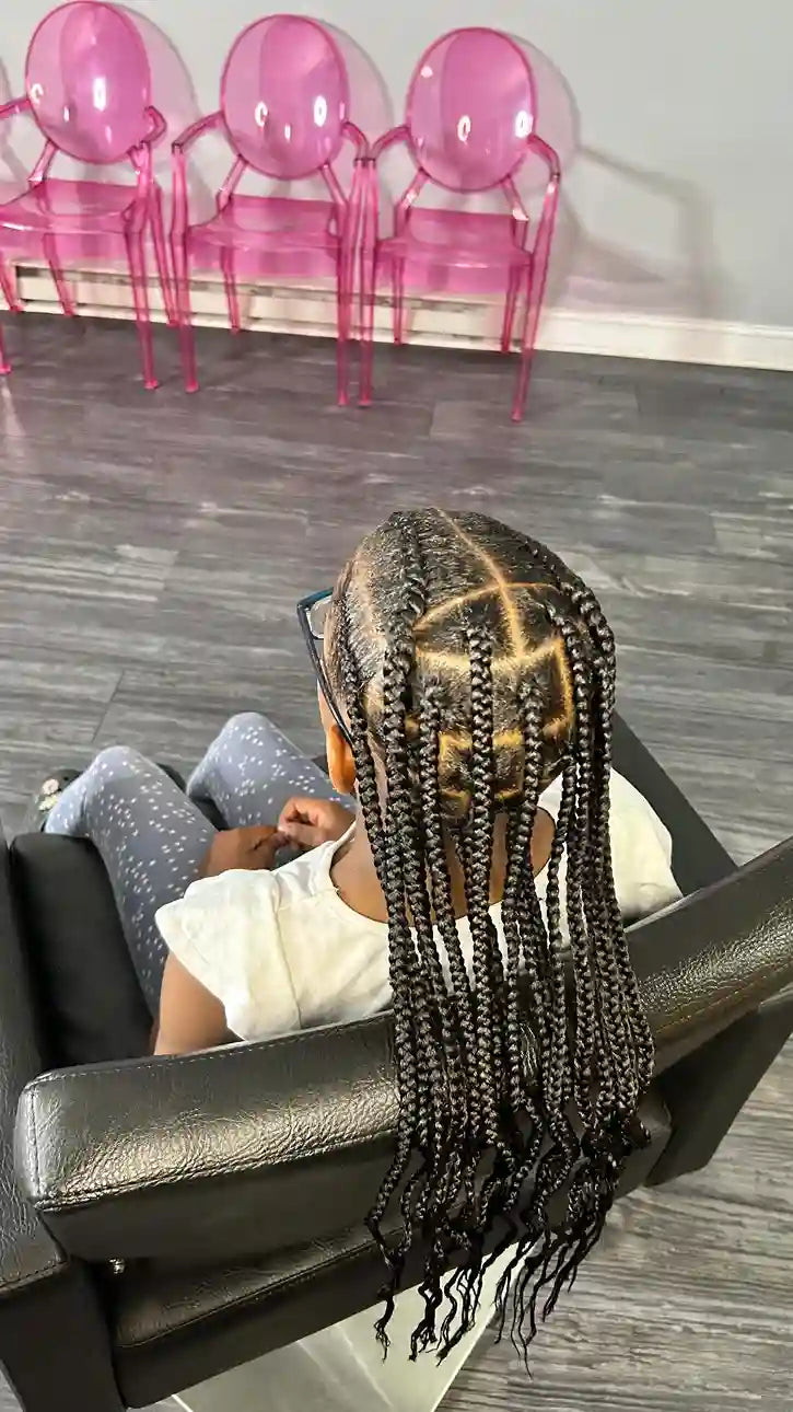 Small box braids with curly ends, Stylist located in Philadelphia, PA
