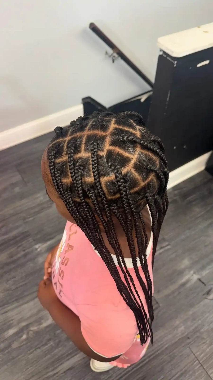 Small knotless braids with boho curls, Stylist located in Philadelphia, PA