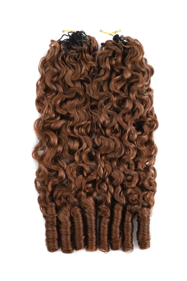 Auburn Brown #30 Burmese Curly with Spiral Curls Feather Crochet Miracle Knots Hair