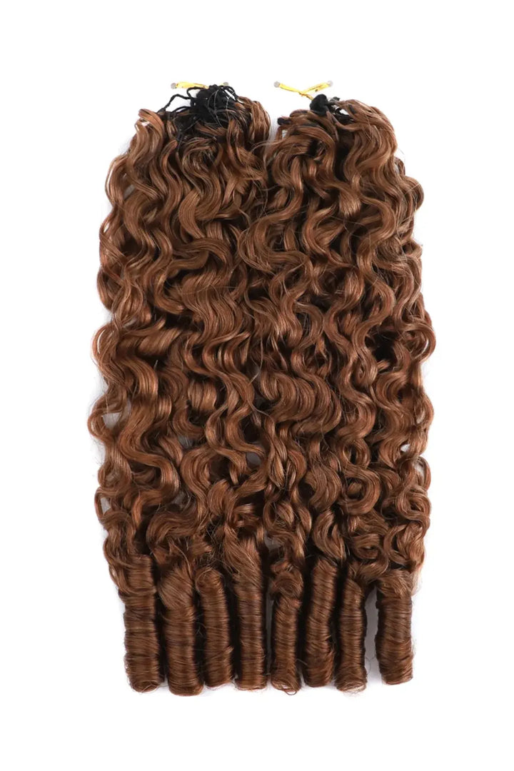 Auburn Brown #30 Burmese Curly with Spiral Curls Feather Crochet Miracle Knots Hair