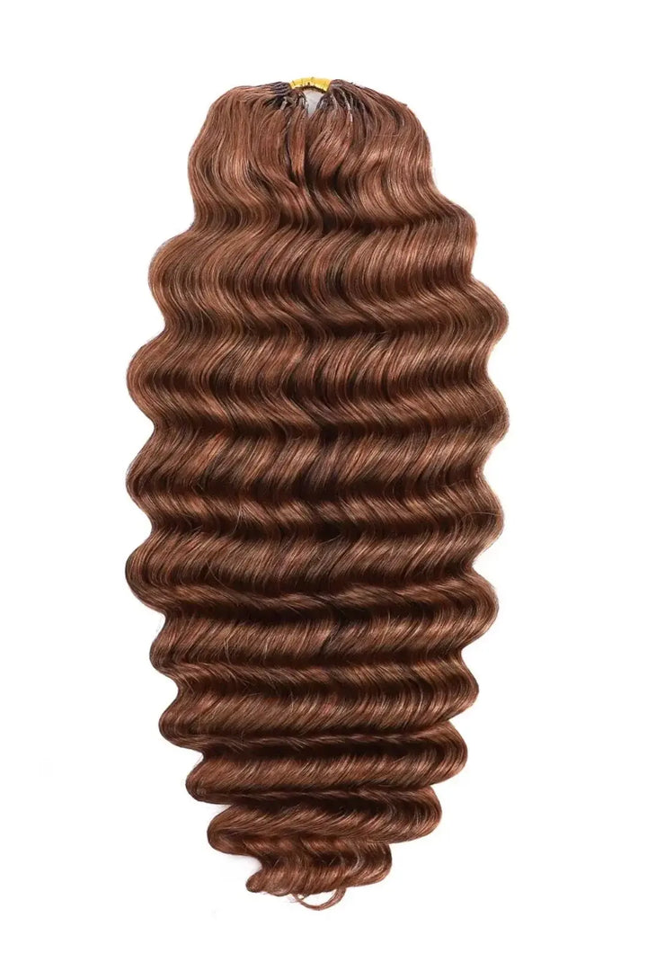 Auburn Brown 30 Deep Wave Feather Crochet Miracle Knots Human Hair