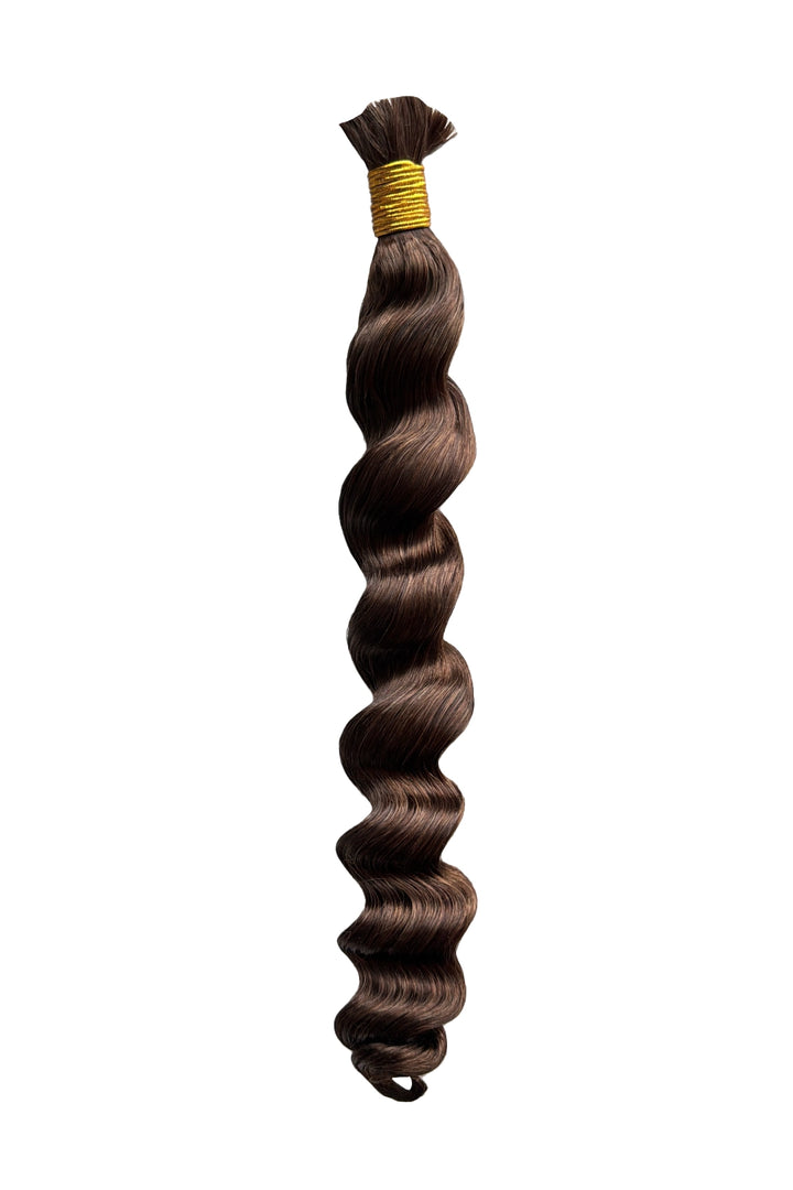 Double Drawn Dark Brown Loose Wave Bulk Hair For Braiding BU63