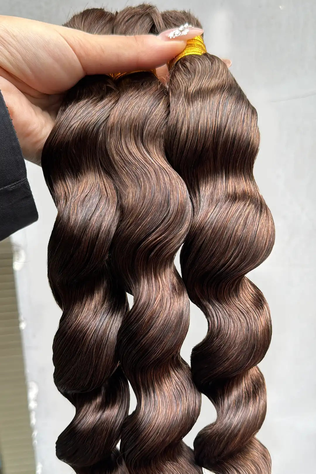 Double Drawn Dark Brown Loose Wave Bulk Hair For Braiding BU63
