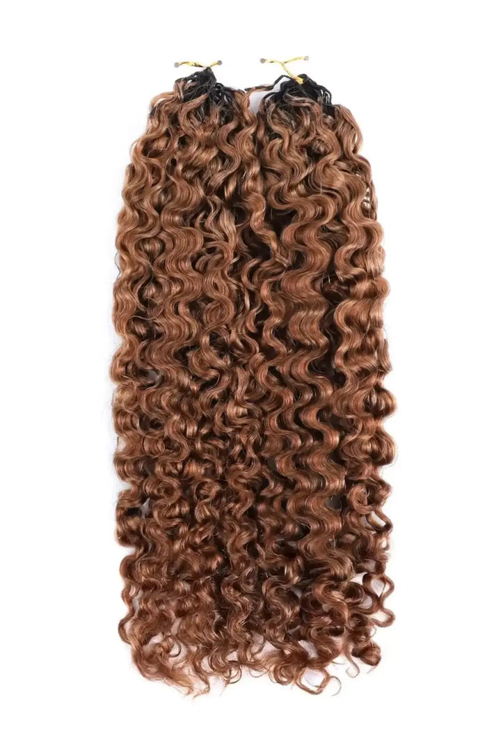 Auburn Brown #30 Water Deep Wave Feather Crochet Miracle Knots Hair