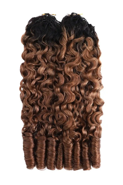 Auburn Brown Ombre Burmese Curly with Spiral Curls Crochet Hair - T1B/30