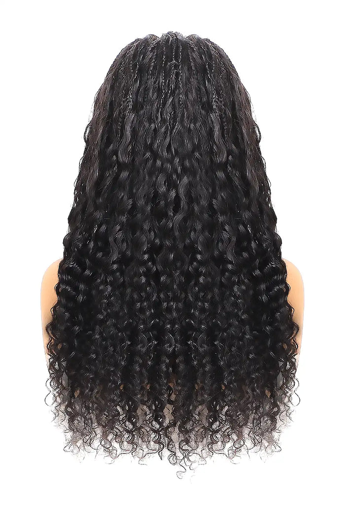 Back View of fulani braids full lace wig knotless bohemian style human hair