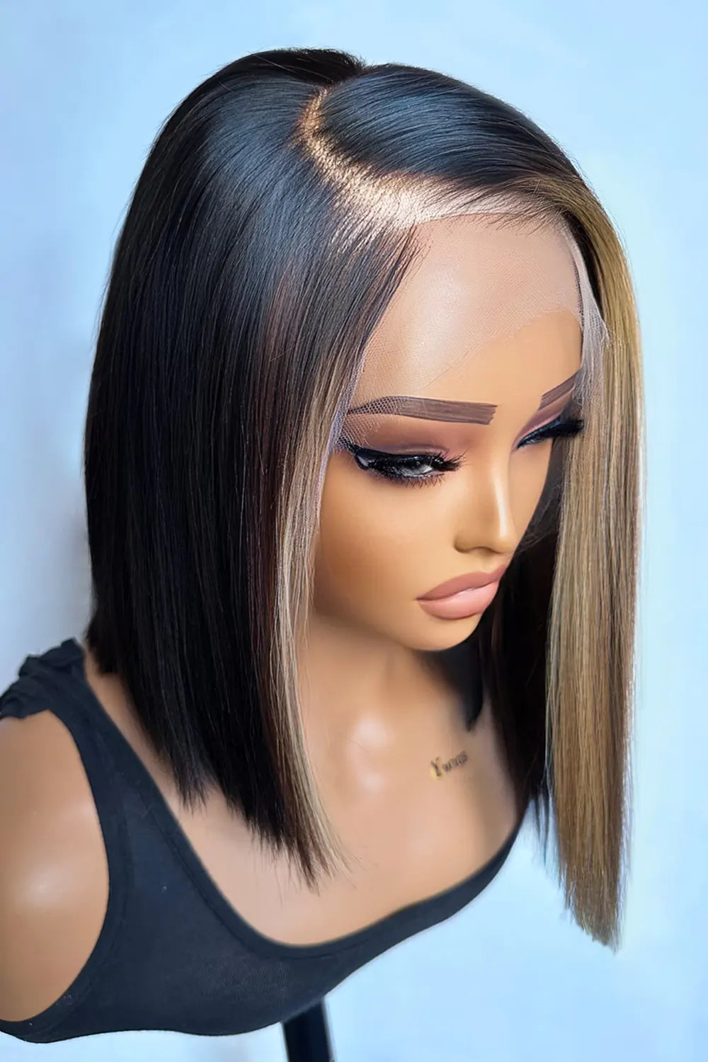 Blonde asymmetrical bob wig deals