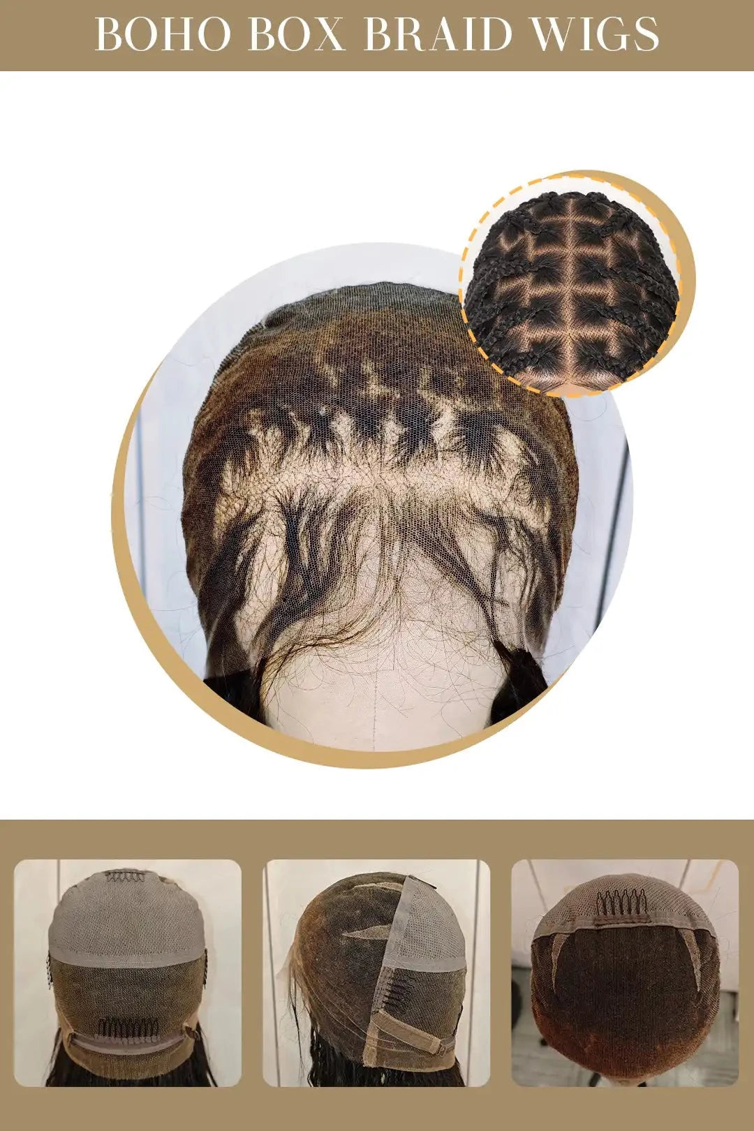 Boho box braid wig without fake scalp