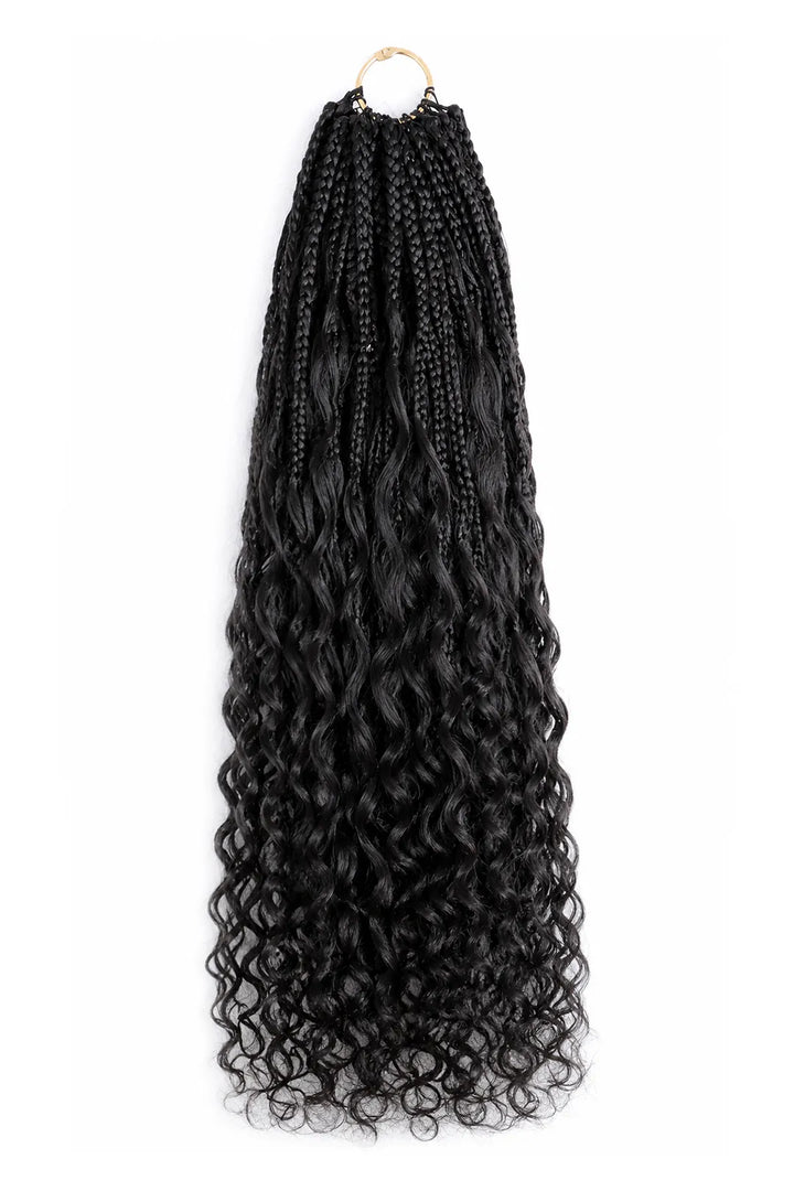 Boho Crochet Box Braids Pre-Looped Deep Wave Curls Human Hair 40 Strands