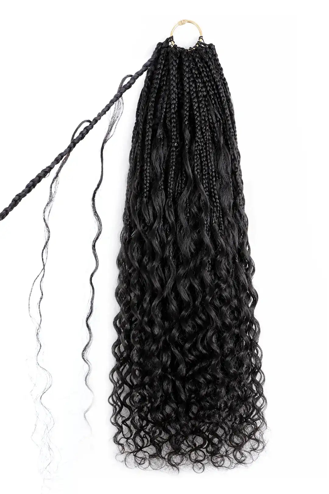 Boho crochet box braids pre looped deep wave curls human hair 40 strands