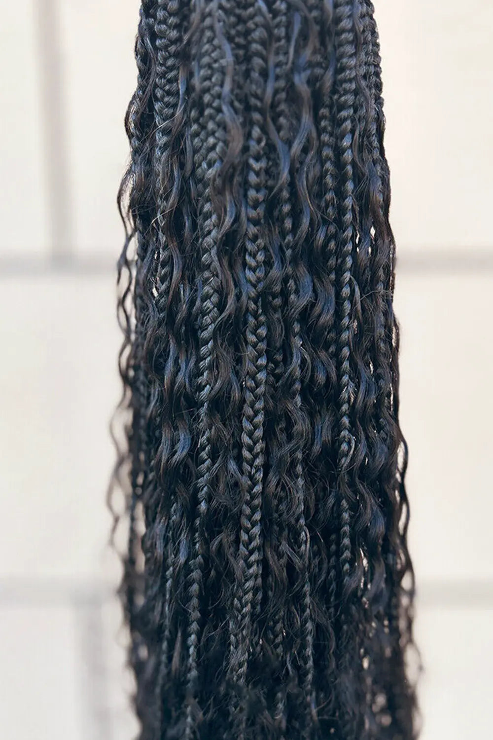 Boho Knotless Crochet Box Braids with Human Hair Curls Deep Wave