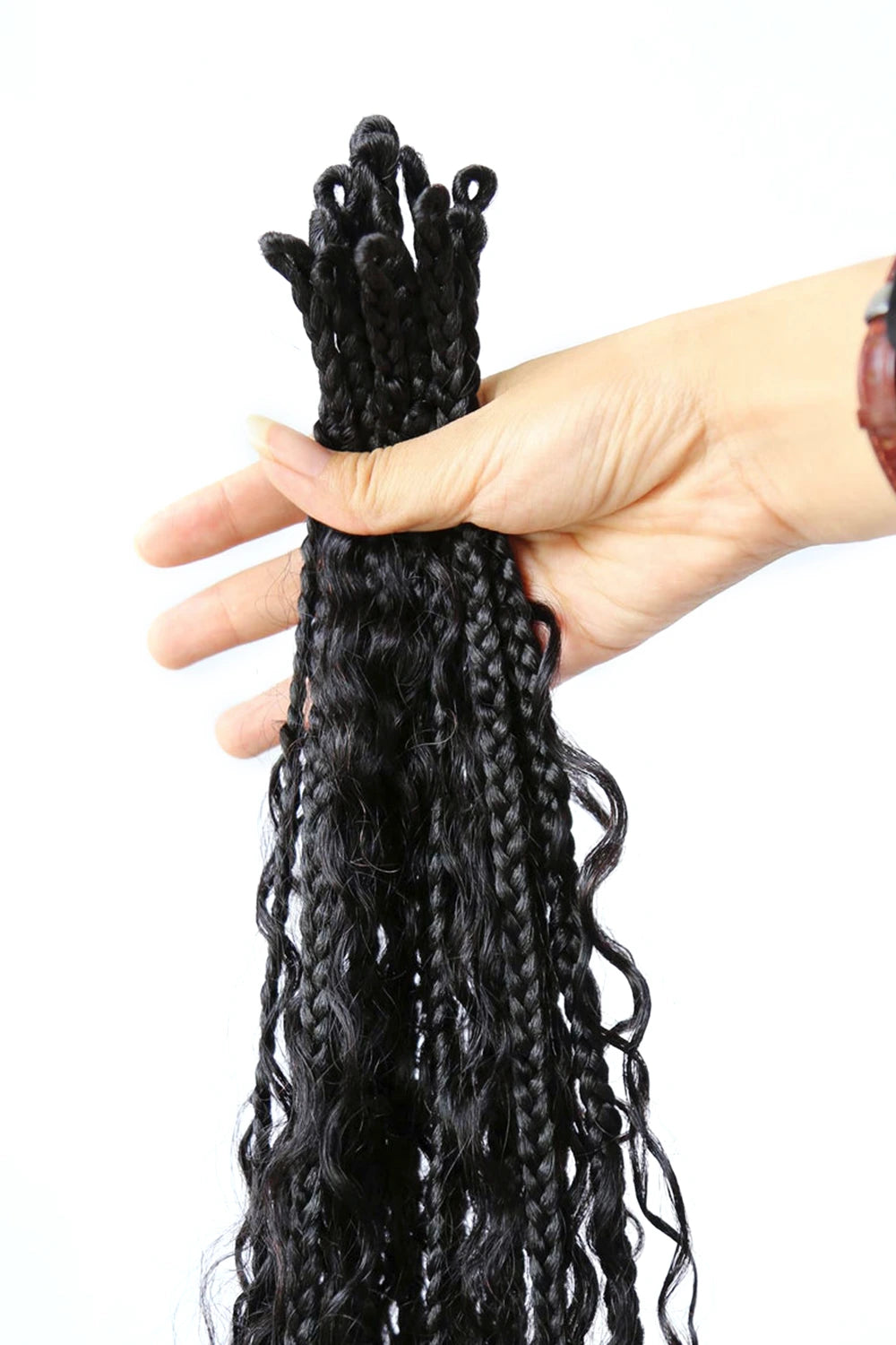Box Braids Crochet with Human Hair Curls