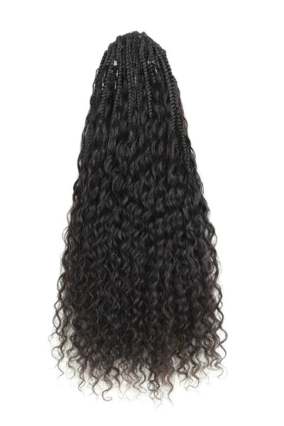 Trenzas de caja de cola de caballo trenzada con extensión de cordón de rizos de cabello humano
