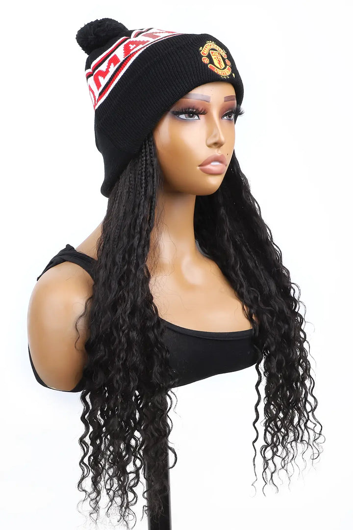 Braided headband with black hat