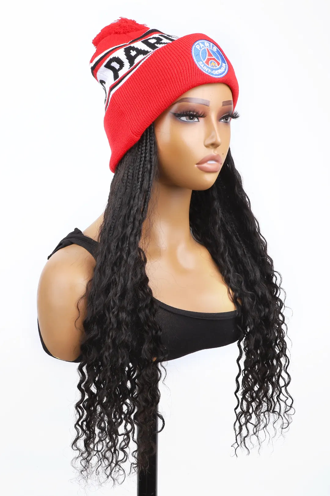 Braided headband with red hat