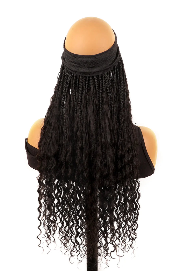 Braided Headband Boho Style with Human Hair Curls