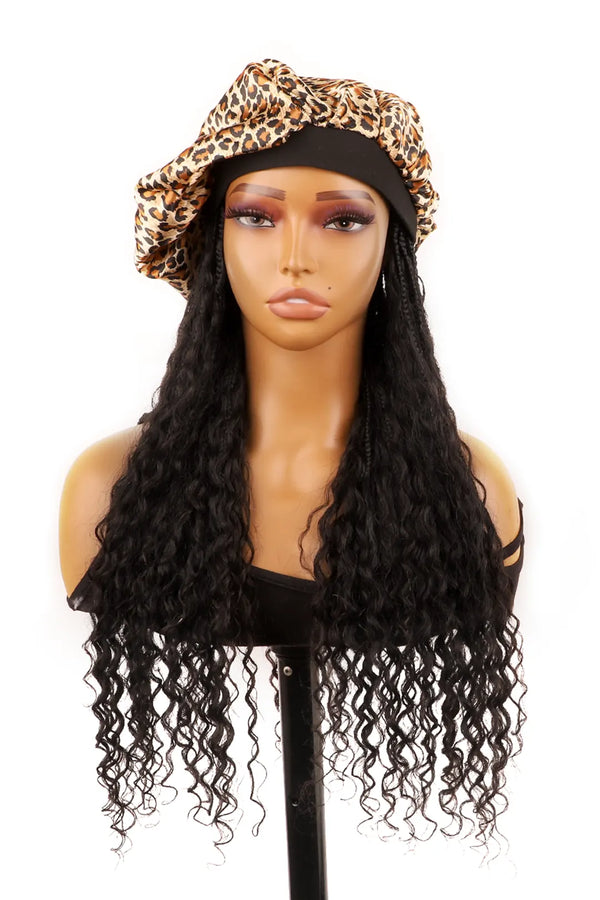 Braided Headband Boho Style with Human Hair Curls BH01