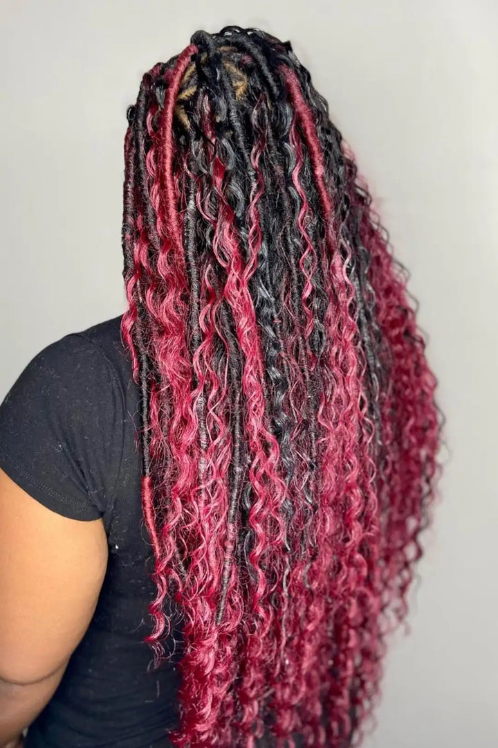 Bulk Human Hair For Braiding Burgundy Red Deep Wave BU19