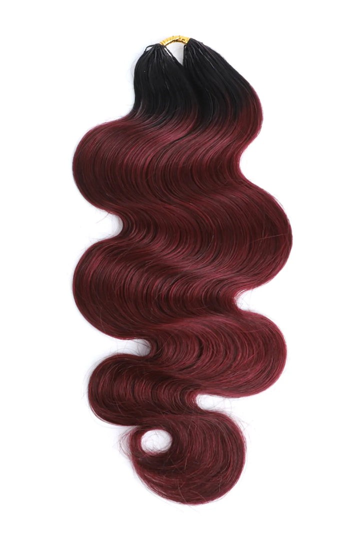 Burgundy Ombre Body Wave Feather Crochet Hair - T1B/99J Human Hair