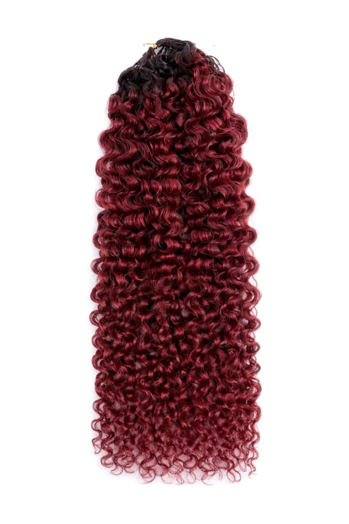 Burgundy Ombre Water Deep Wave Feather Crochet Hair - T1B/99J Human Hair