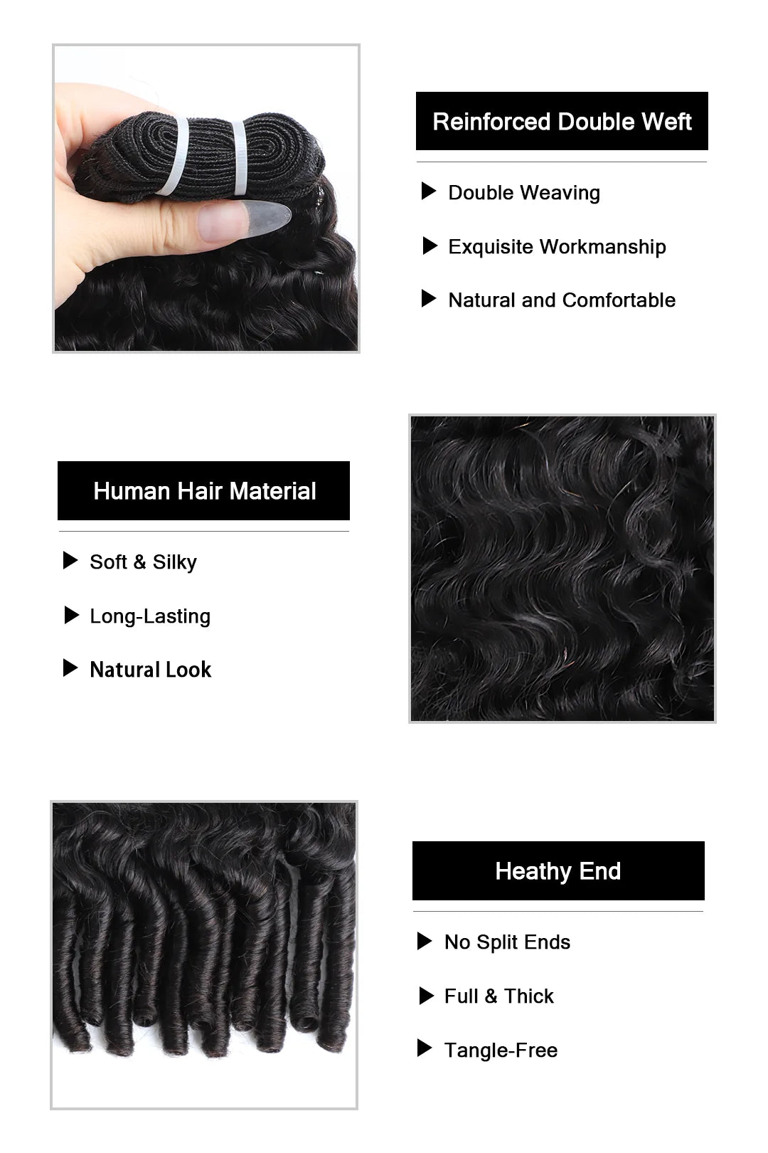 Les paquets de cheveux vierges du Cambodge cousent des extensions vague profonde