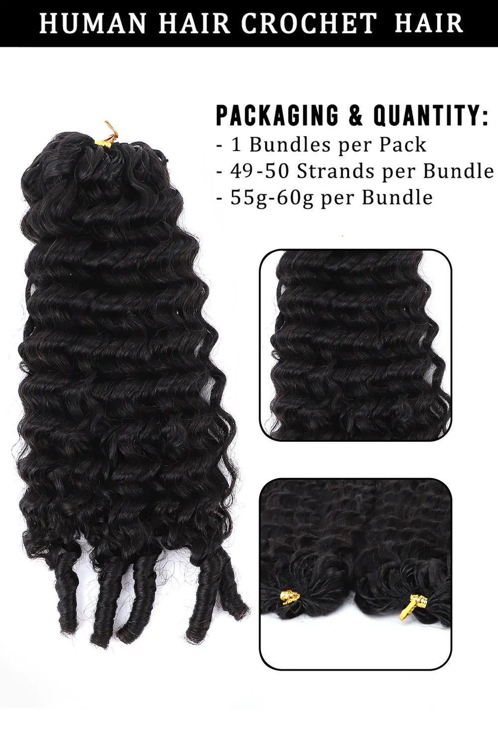 Double Drawn Water Wave with Spiral Curls Ends Bulk Hair BU67 1