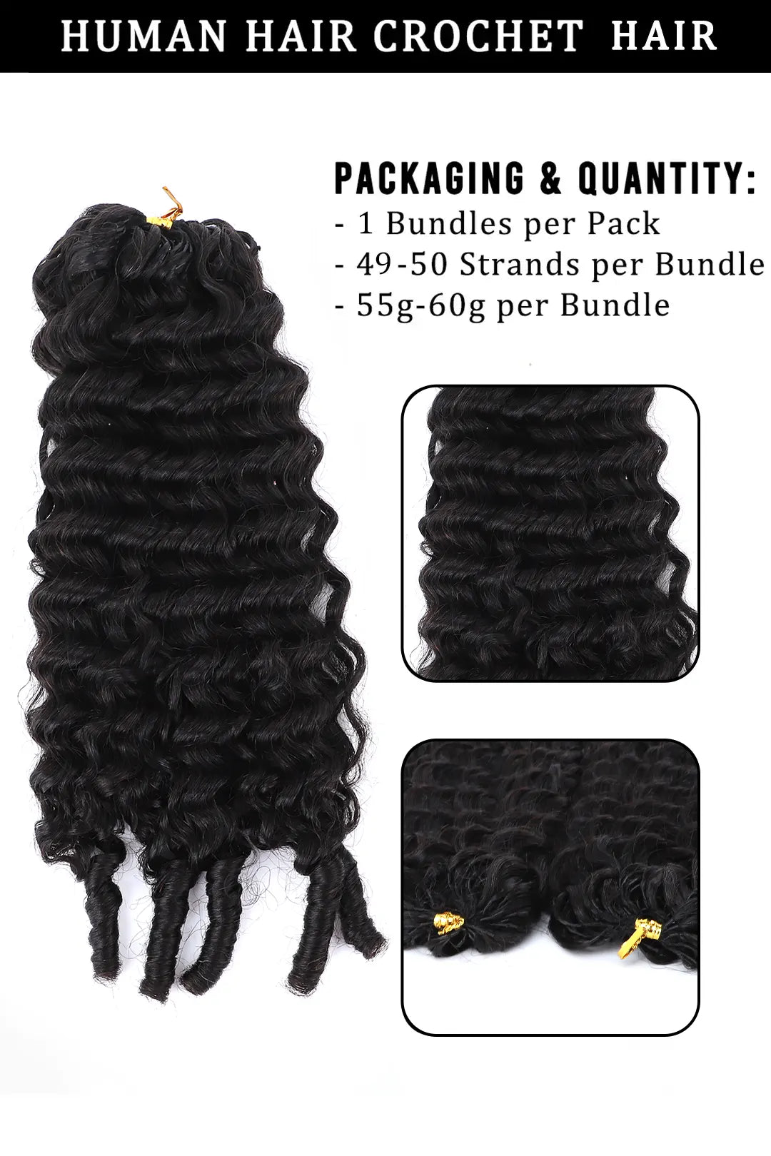 Double Drawn Water Wave with Spiral Curls Ends Bulk Hair BU67 1
