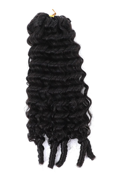 Double Drawn Burmese Curly with Spiral Ends Feather Crochet Hair FE33