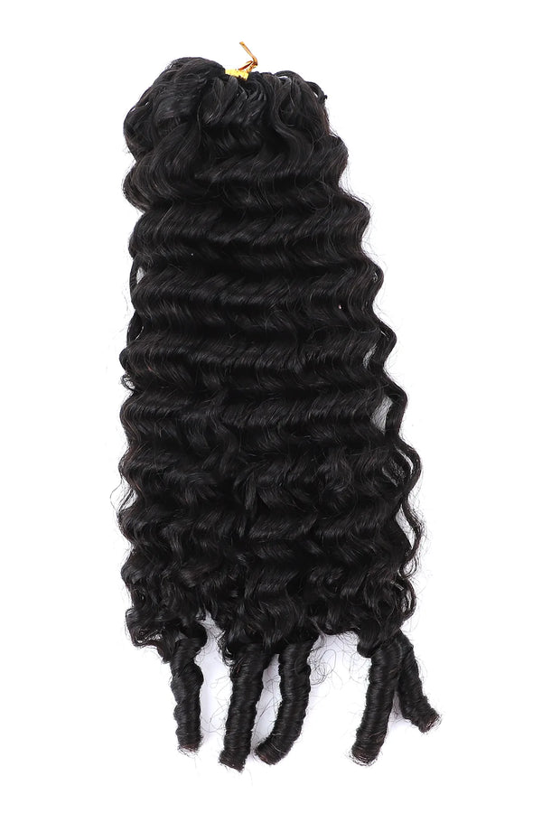 Burmese Curly with Spiral Ends Feather Crochet Hair Double Drawn FE33 60g