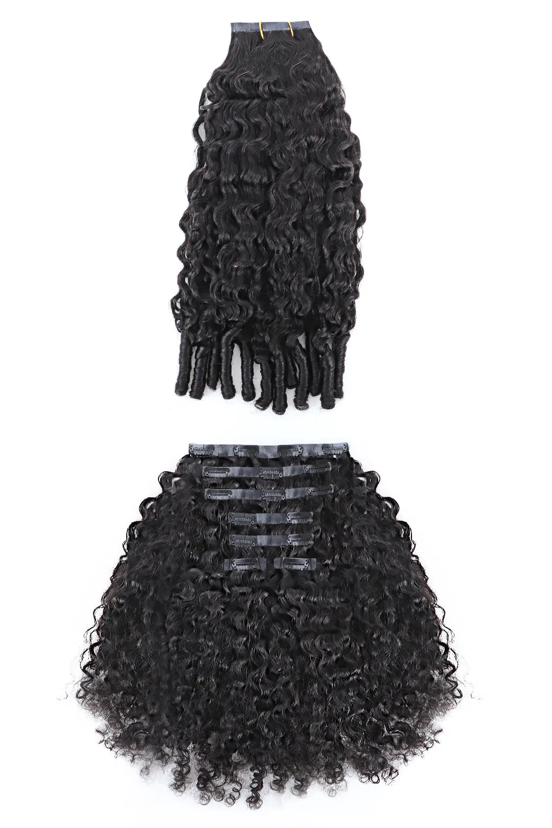 Burmese Curly with Spiral Curls Seamless Clip ins Double Drawn Hair