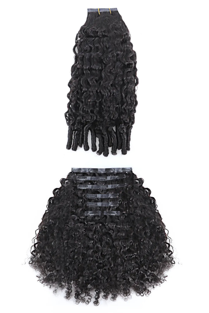 Burmese Curly with Spiral Curls Seamless Clip ins Double Drawn Hair